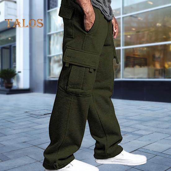 Herr Vår Höst Byxor med Flera Fickor Dragsko Elastisk Midja Vida Ben Plus Size Mjukisbyxor Stretchiga Byxor Enfärgade Lösa Street Style Sport