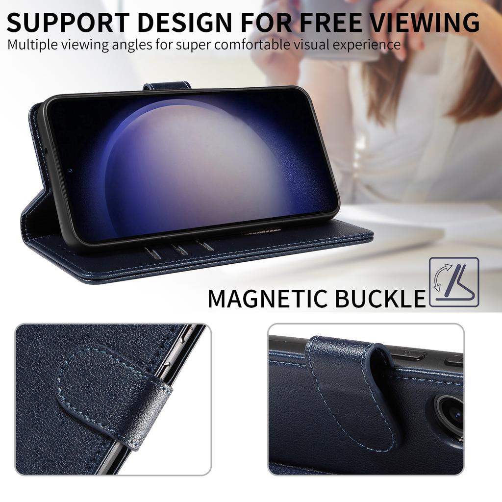 For Samsung Galaxy S23+ Leather Case Litchi Texture RFID Blocking Wallet Stand Phone Cover