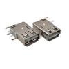 USB 2.0 Female Connector AF Long Body with Crimped Edge and Bent Angle - White Glue Socket