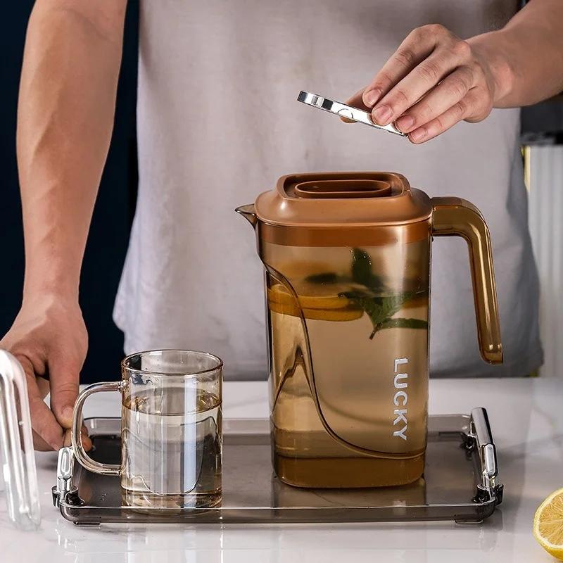 2200ml Cold Water Kettle Plastic Household Tea Making Juice Beverage Jug Food Grade Home Cold Drink Kitchen Bar Supplies Kettle