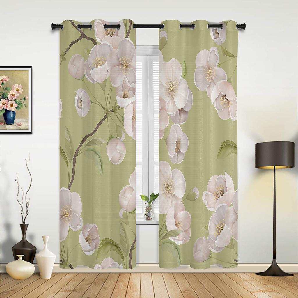 Pink Peach Blossom Flower Curtains for Bedroom Living Room Drapes Kitchen Children's Room Window Curtain Modern Home Decor