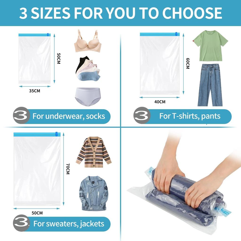 9 Pack Travel Storage Bags For Clothes Underwear Clothing Travel Accessories Space Saving Bags for Suitcases Organizer