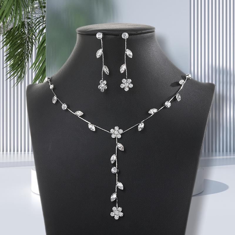 Tassel Pendant Cross Necklace & Earring Set - Elegant Bridal Jewelry
