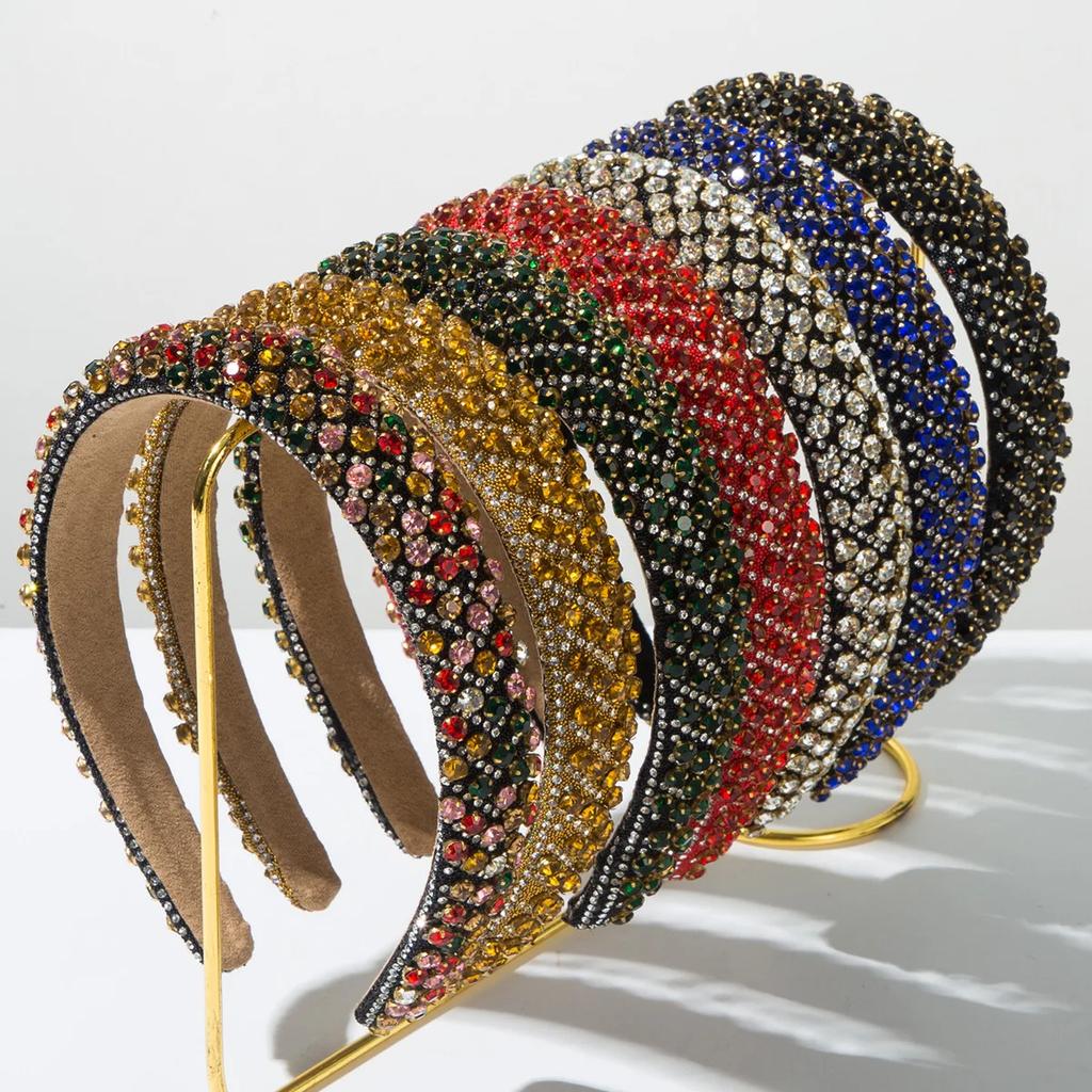 Schwerindustrie Schwamm Voller Diamanten Luxus Zigeuner Trend Stirnband Einfache Strass Glänzende Kugel Haaraccessoires