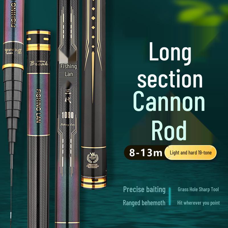 Ультралегкое Ультражесткое Удилище Cannon, Удилище для Заброса Приманки с Отверстием для Лески 12м/13м, 19 Тон 8.0m + Hard Tip