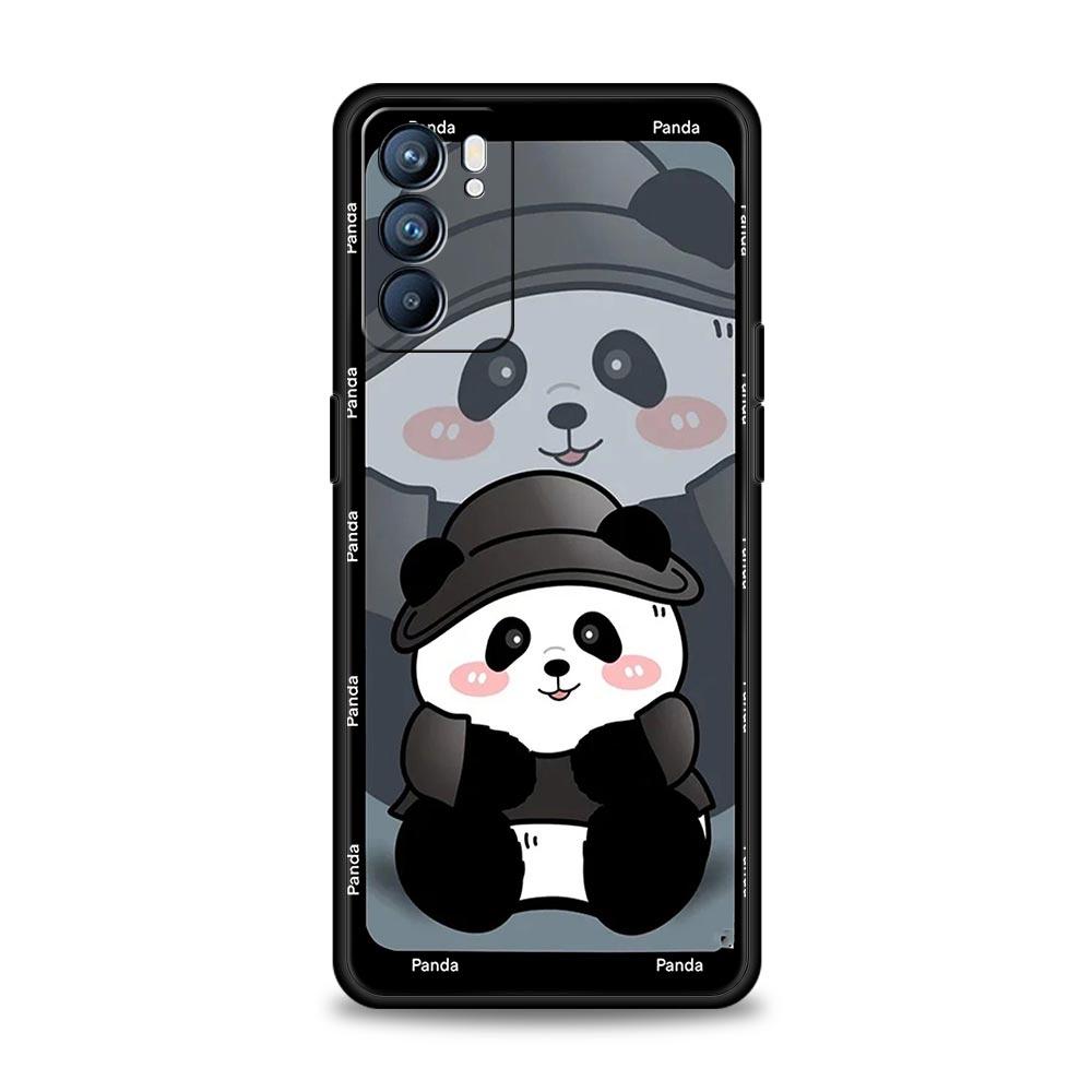Cute Panda Climbing Bamboo Phone Case For Oppo Reno8 Reno7 Reno6 Pro A54 5G Find X6 X5 A53 A52 A9 A15 A95 A17 A16 A57 A31 Cover