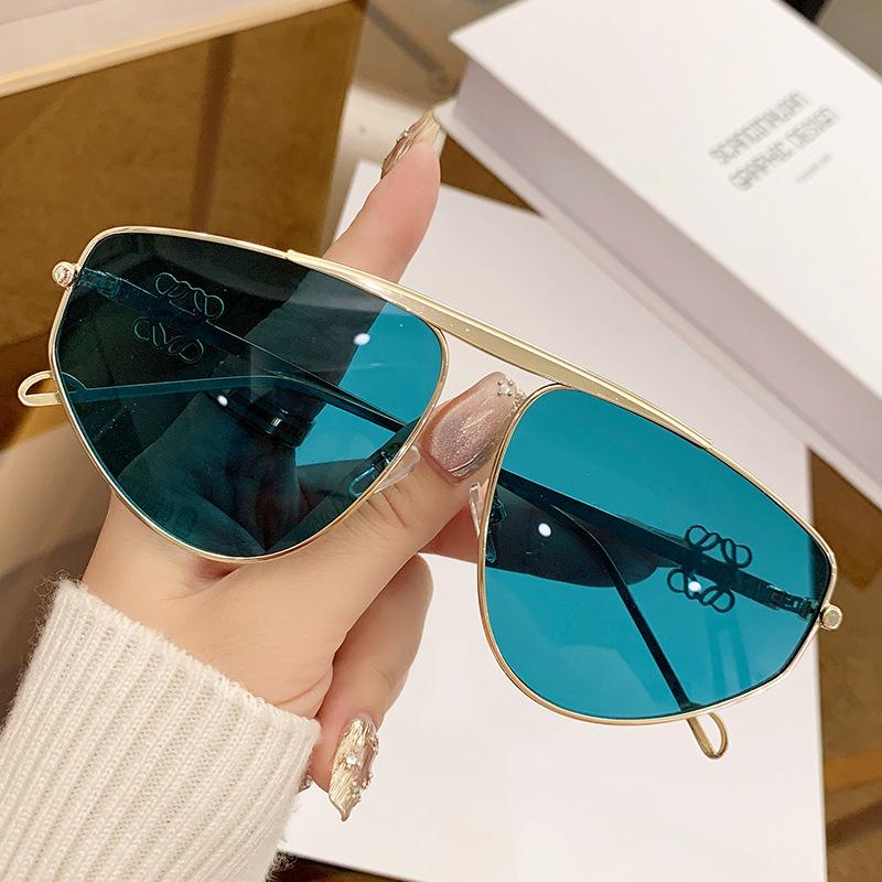 Polygonal Personalized Metal Fashionable Large-Frame Sunglasses Uv400 Protection Street Photography Stage Performances Glasses