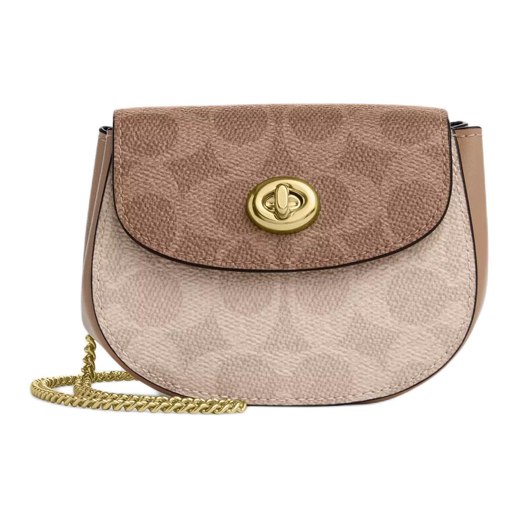 

Coach Turnlock 12 Chain Shoulder Bag Mini Women Shoulder Bag Gold Beige Brown CZ474-IMXI9 Basic Set (Bag+Dust Bag)