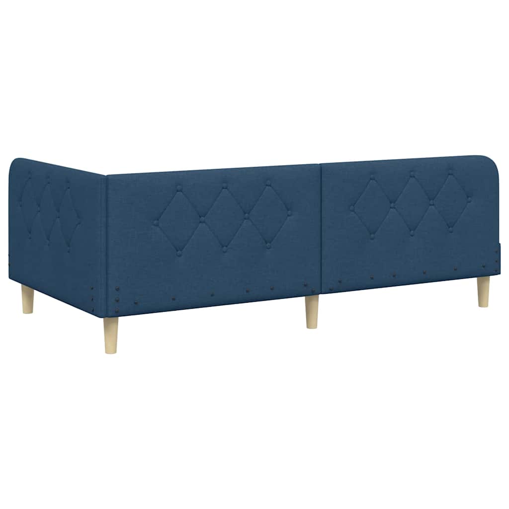 Corner Bed Frame Blue 90 X 190 Cm Fabric