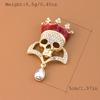 Fashion Women Skull Brooch Gold Color Rhinestone Halloween Jewelry Water Droplet Pendant Hiptop Rock Punk Hell Badge