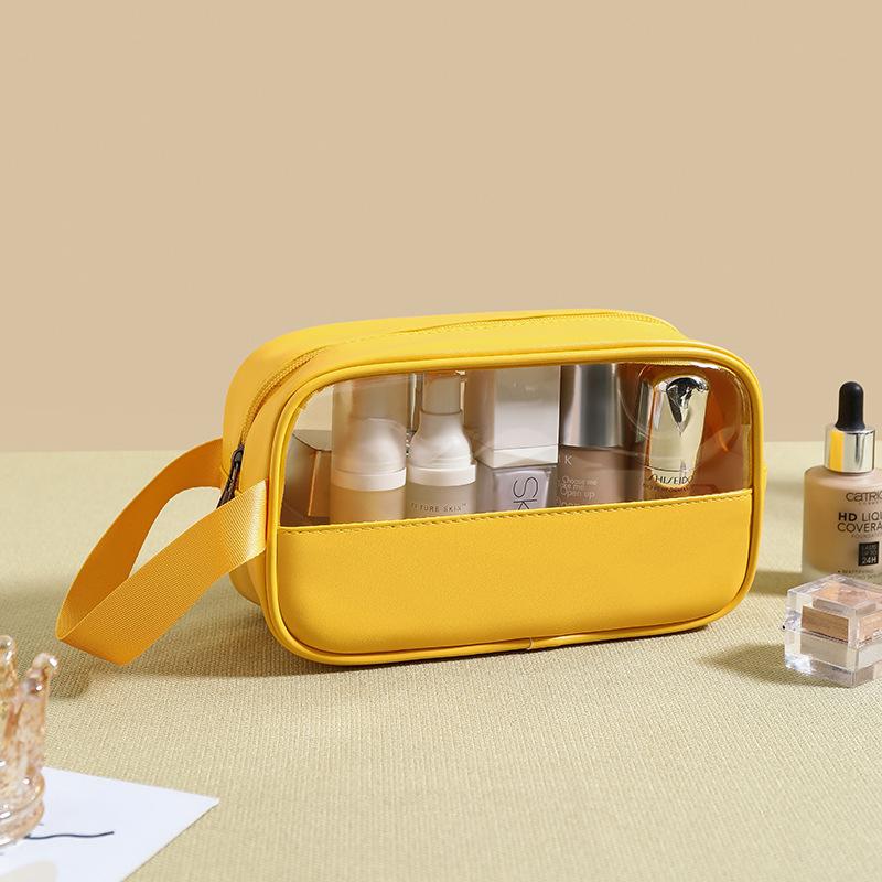 New PVC Makeup Bag - Semi-Transparent Waterproof Travel Toiletry Bag Large Capacity Pouch for Bathroom Essentials & on-the-Go