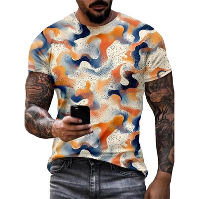 Men's Personalized Pattern Printed T-shirt 3D Printed Retro Round Neck Short Sleeved T-shirt