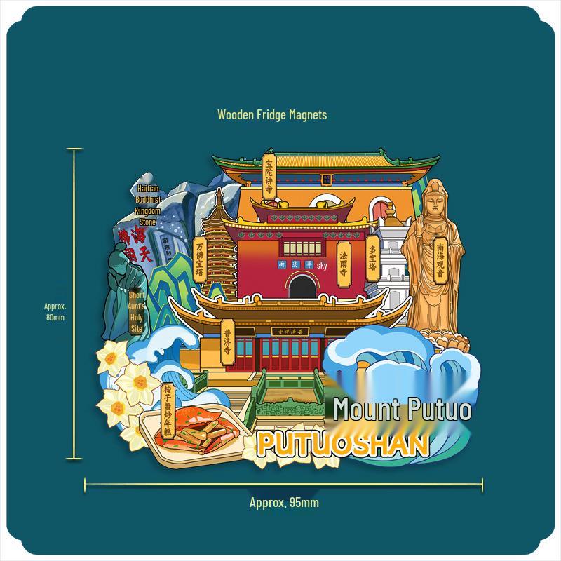 Putuoshan Kulturelles Souvenir Kühlschrankmagnet - Malerisches China Metalldekoration