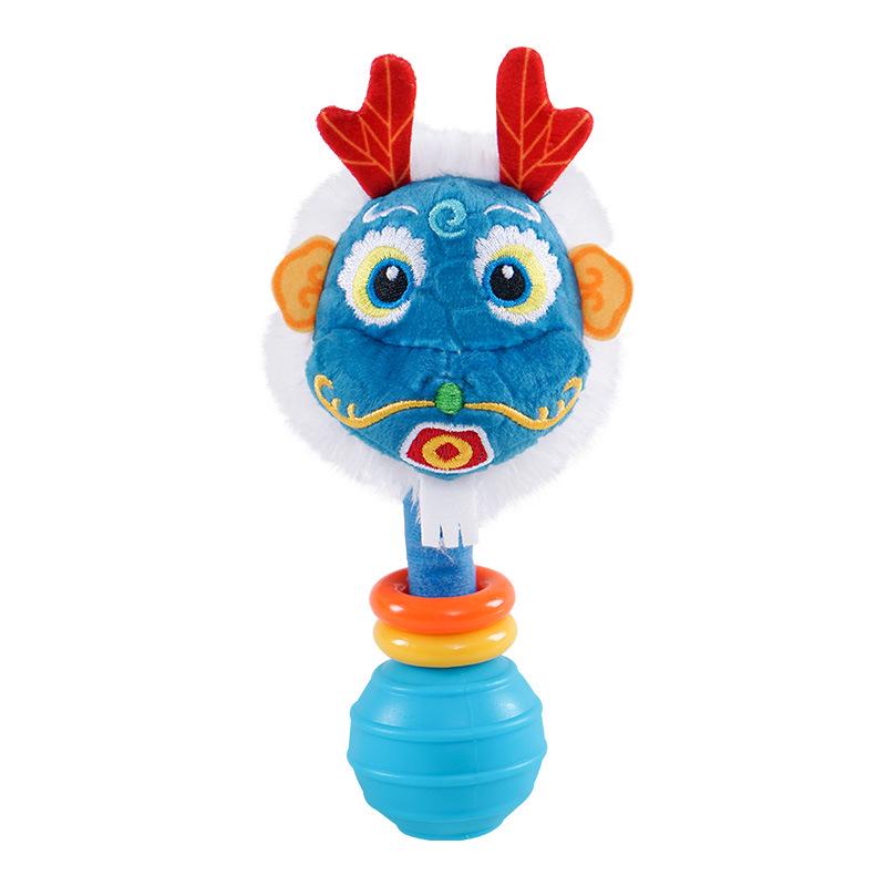 Year of the Dragon Baby Rattle: Embroidered Dragon Head Soothing Grasp Toy