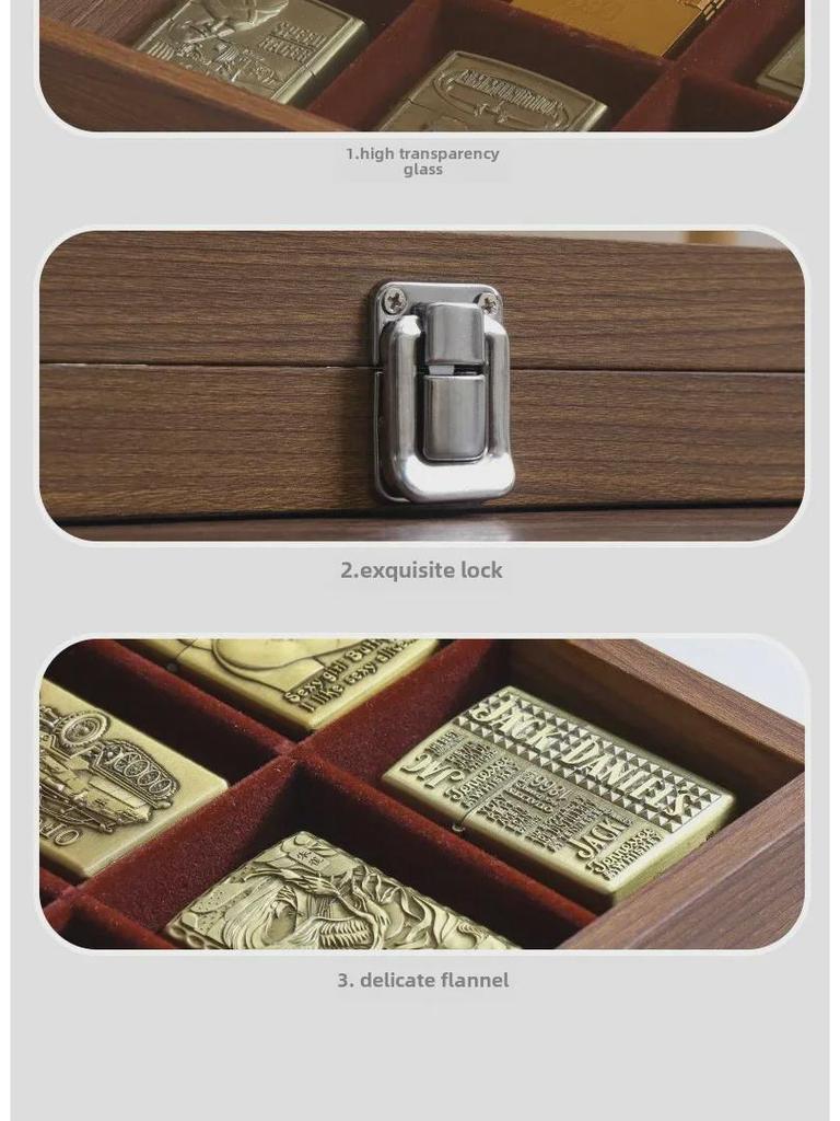 Windproof Lighter Display & Storage Box, Transparent Dustproof Cover, Large Capacity