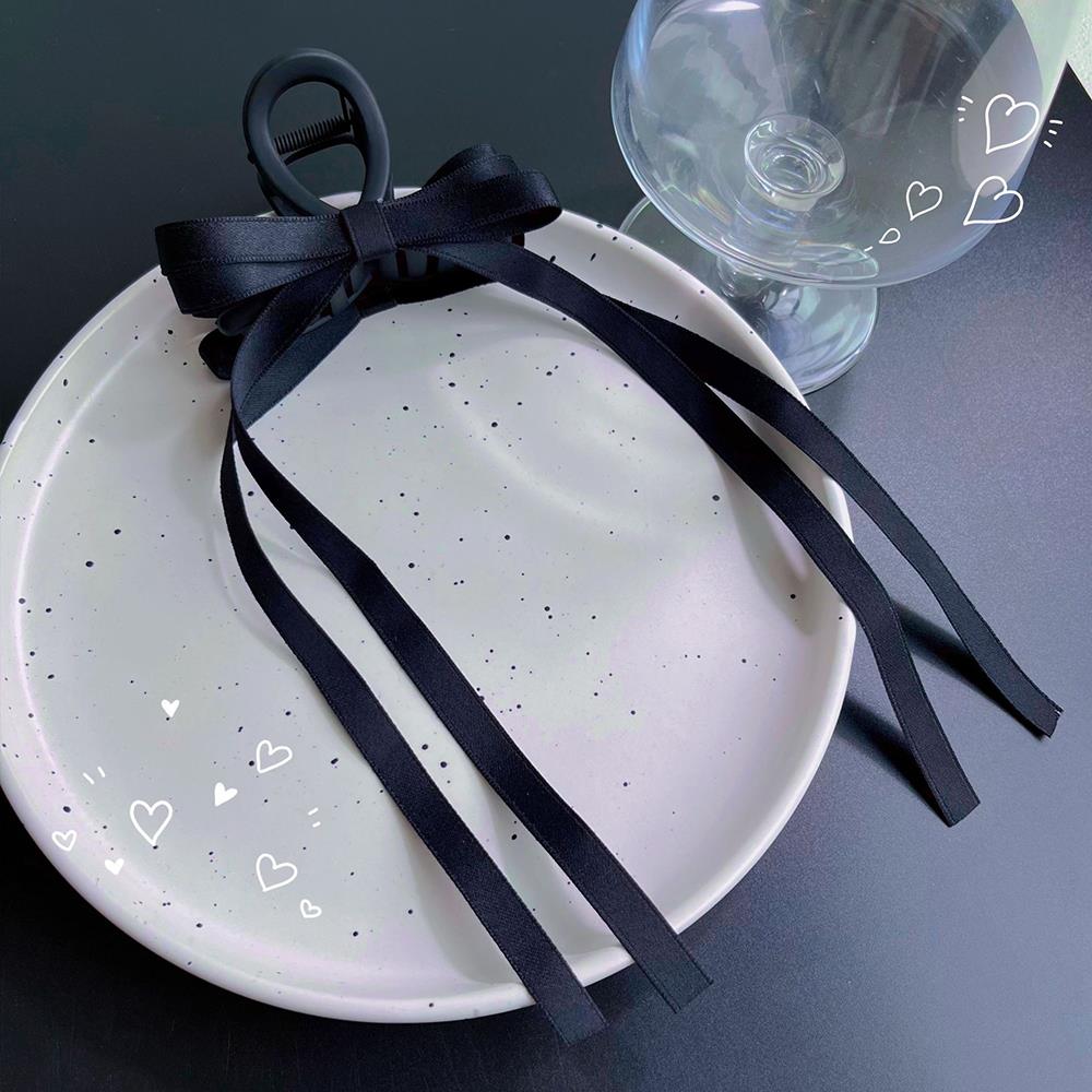 New Korean Black Bow Hair Tie Scrunchies Women Elegant Silk Elastics Hair Band Ponytail Hold Headdress Hair Accessories