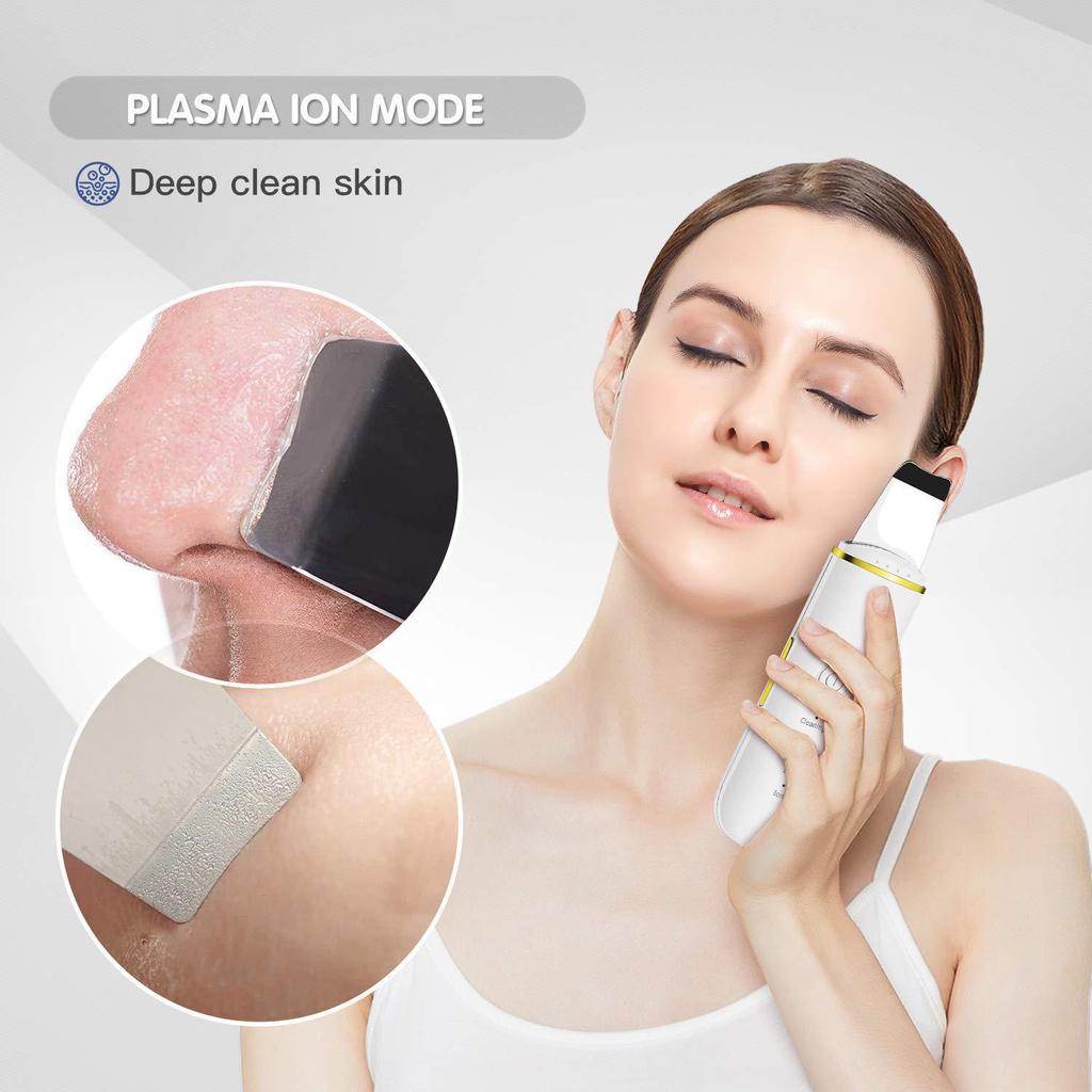 Ultrasonic Skin Scrubber & Microcurrent Color Light Therapy Device for Blackhead Removal & Dead Skin Cleansing