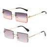 2PCS Women and Men Fashion Sunglasses UV400 Shades Rectangle Sun Glasses Rimless Summer Fashion Eyewear