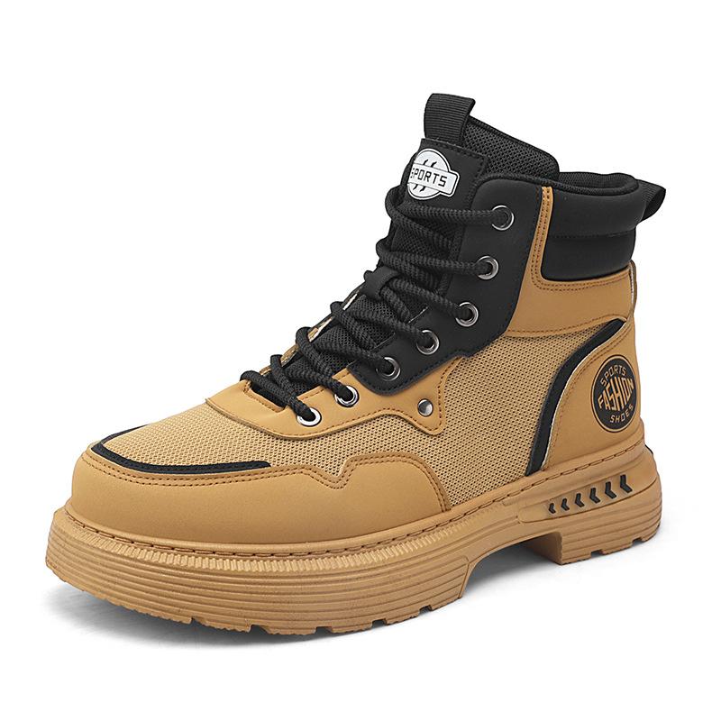 

Men s shoes Martin boots new autumn and winter platform tooling shoes outdoor hiking shoes breathable and wear-resistant casual high-top men s shoes 39