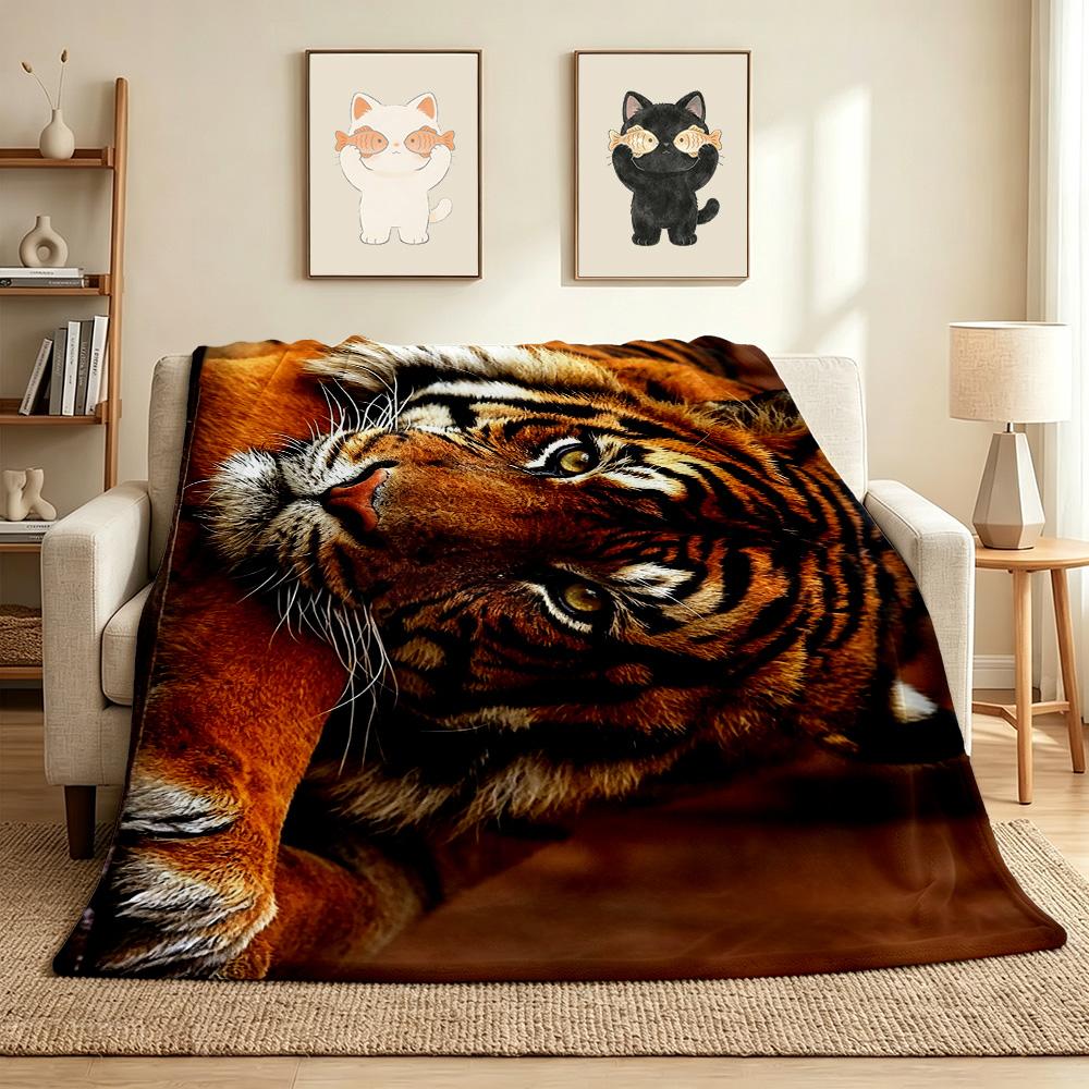 Tiger Beauty Flannel Blanket Throw Blanket Soft Warm Sofa Bed Camping home Decor Unique Christmas Gift C926936