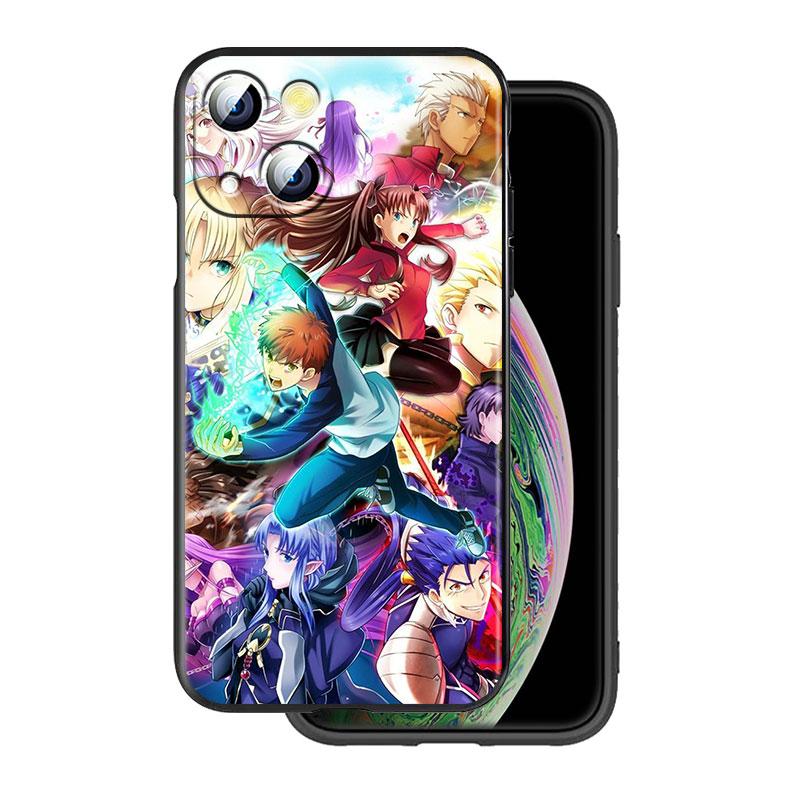Anime fate stay night saber Cover For Apple iPhone 14 13 12 11 SE XS XR X 7 8 6 mini Plus Pro MAX 2020 Black Phone Case