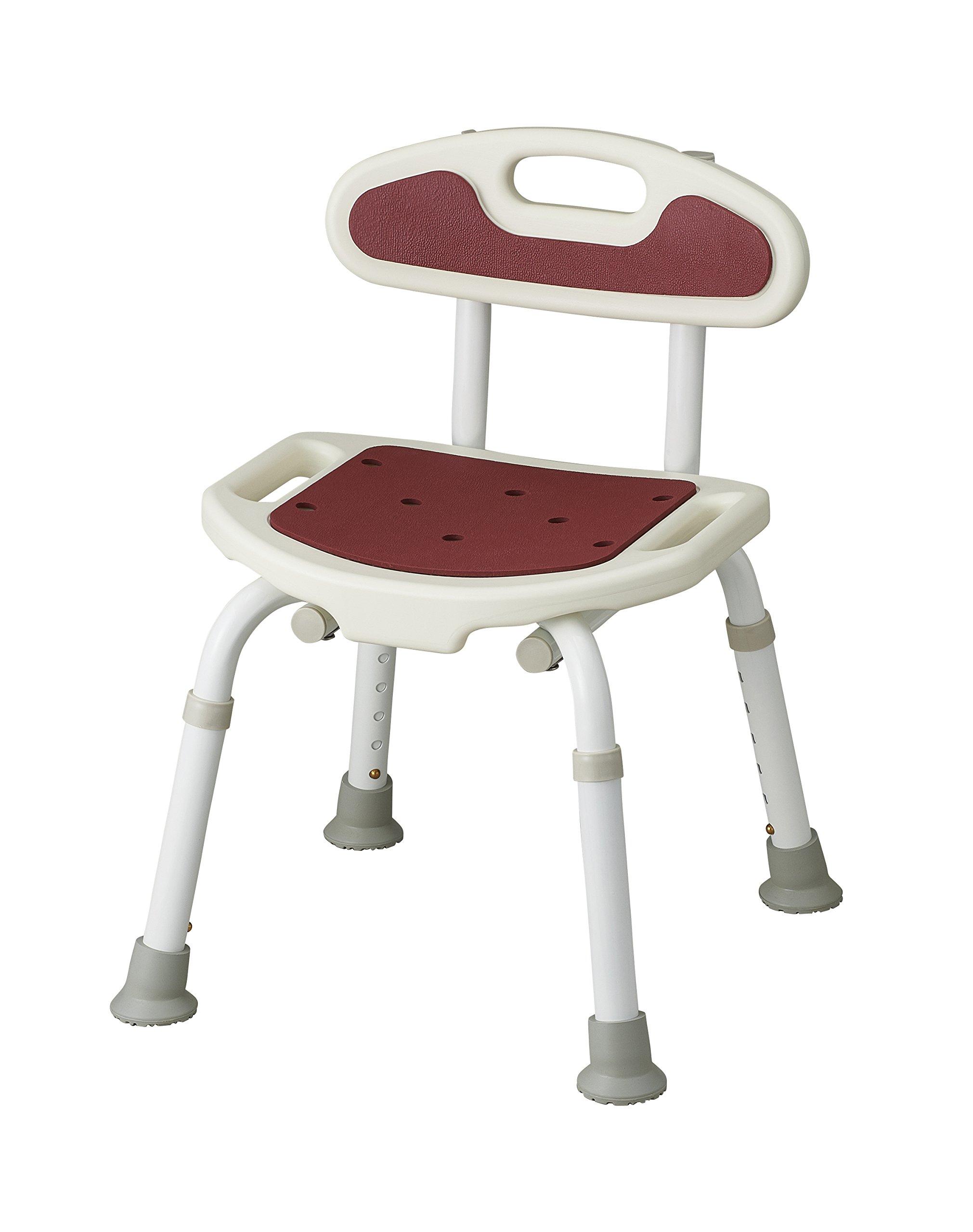 

Satellite Fukuyoku Lightweight Compact Shower Chair with Backrest, 6 Height Adjustments, Bordeaux, Available in 4 Colors