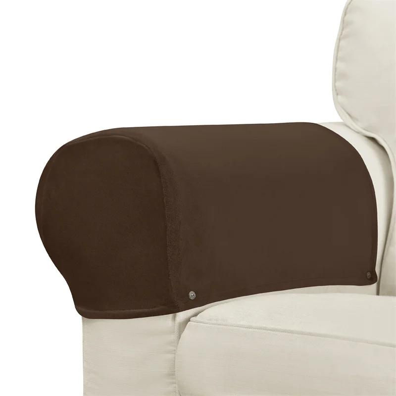 

2pcs/set Velvet Sofa Armchair Cover Solid Color Elastic Anti-dirty Couch Armrest Protector Removable Recliner Couch Arm Case 2pcs armrest cover