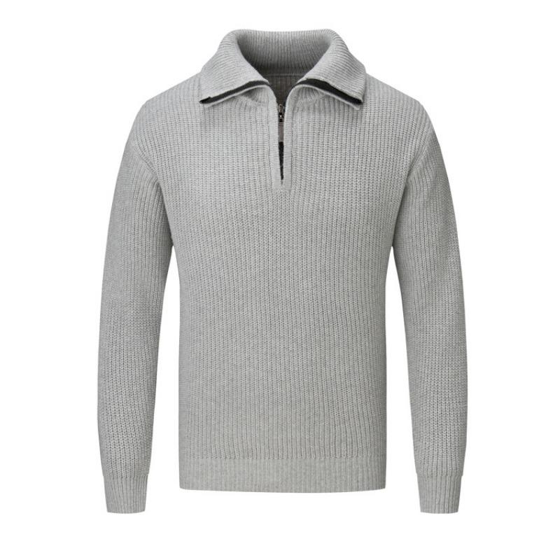 Men's Thick Half Zip Polo Collar Knit Sweater