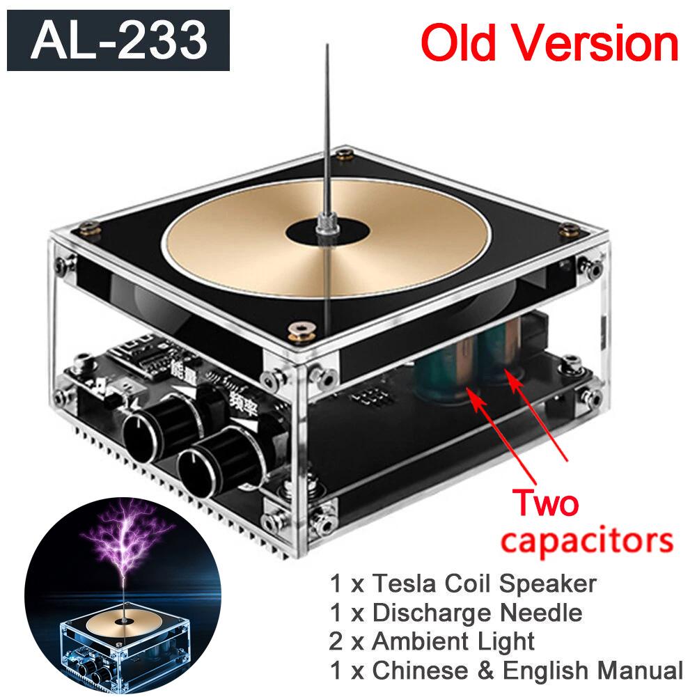 For Musical Tesla Coil Wireless Music Plasma Speaker Plasma Music Tesla Coil Module Golden With Acrylic Shell EU/US Plug DC8-32V