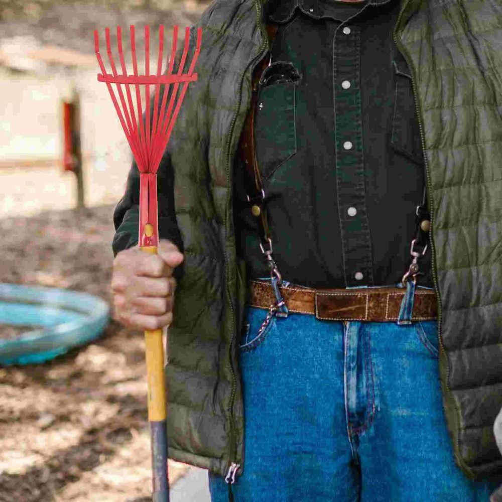 Multi Functional High-carbon Steel Rake Red Heavy Duty Hand Rake Grass Rake  Yard