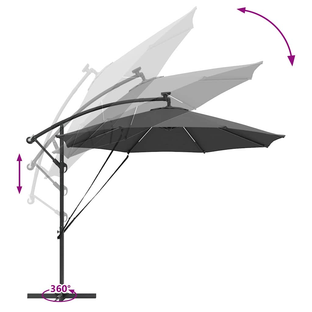Anthracite LED Strip Sun Umbrella 294 X 294 X 248 Cm