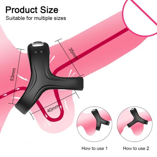 4Pcs Rechargeable Vibrating Cock Ring Silicone Triple-Structure Delay Ring Multiple Vibration Modes Waterproof Body-Safe Discreet Adult Toy
