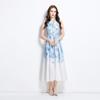 Summer Women Vintage Print Designer Runway Dress Sleeveless Blazer Collar Seaside Beach Long Maxi Tank Dresses