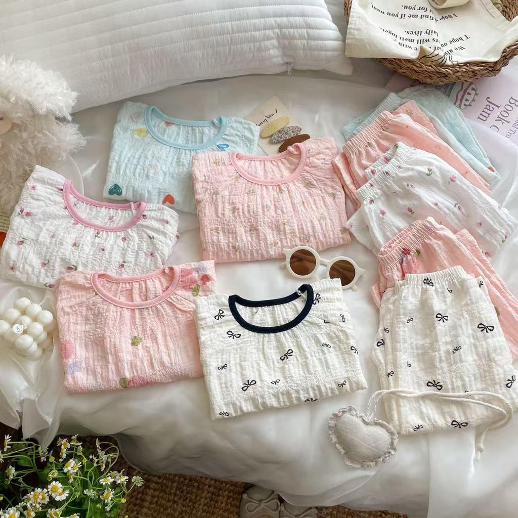 Summer Thin Children's Pajama Set - Cute Princess Style Homewear for Baby Girls, Short Sleeve & Shorts