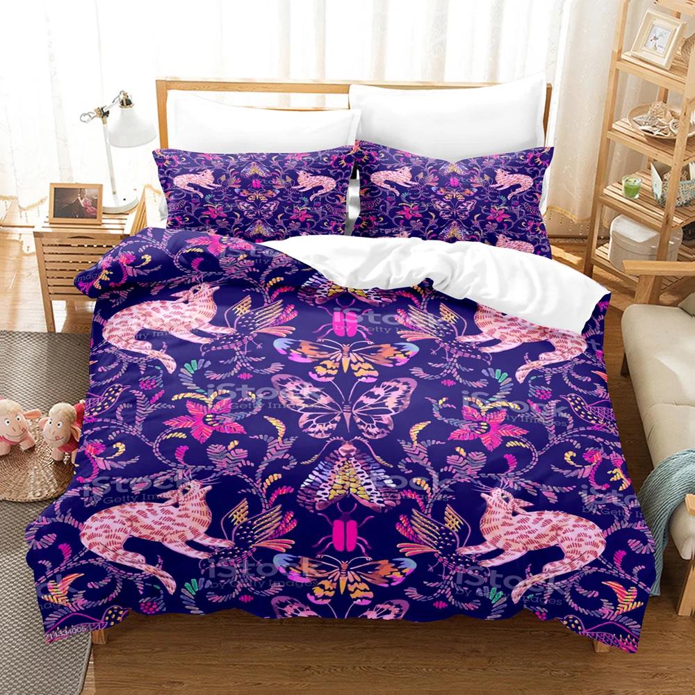 3D Print Purple, Pink, Blue, Green Mandala Duvet Cover Set Datura Jacquard King Size Bedding Sets For Home Dormitories,hotel Bed