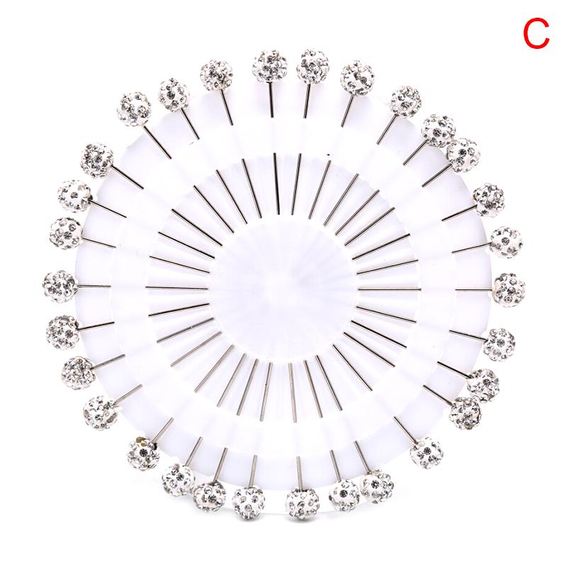 

30Pcs Colorful Wheel Ball Hijab Scarf Pin Snag-Free Long Sparkle Muslim Brooch as the picture