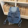 Schoolbag Japanese Casual Art Backpack Women's Large Capacity Denim Canvas Travel Backpack Student Drawstring Bag Cover School Bag