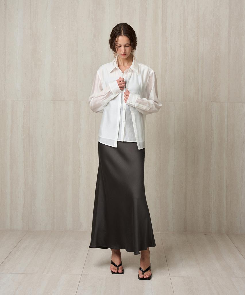 Rie Satin Maxi Skirt Sepia