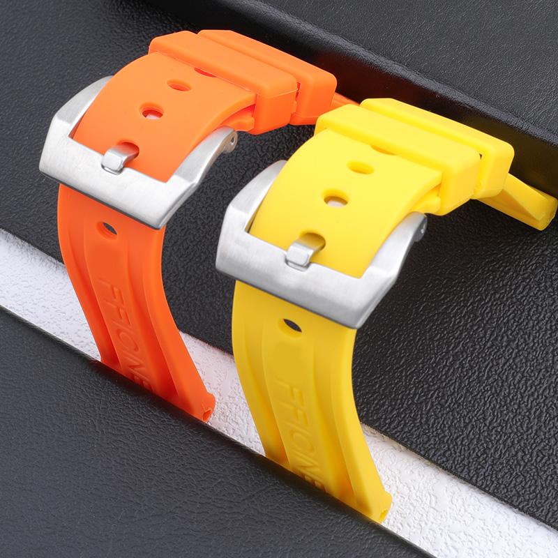 Pulseira de Relógio de Borracha Impermeável de Alta Qualidade 22mm 24mm Verde Preto Vermelho Azul Laranja Amarelo Branco Para Fivela de Pino de Pulseira Panerai