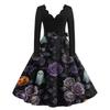 Women's Printed Maxi Dress for Halloween Theme Party, Costume Events and Night Out