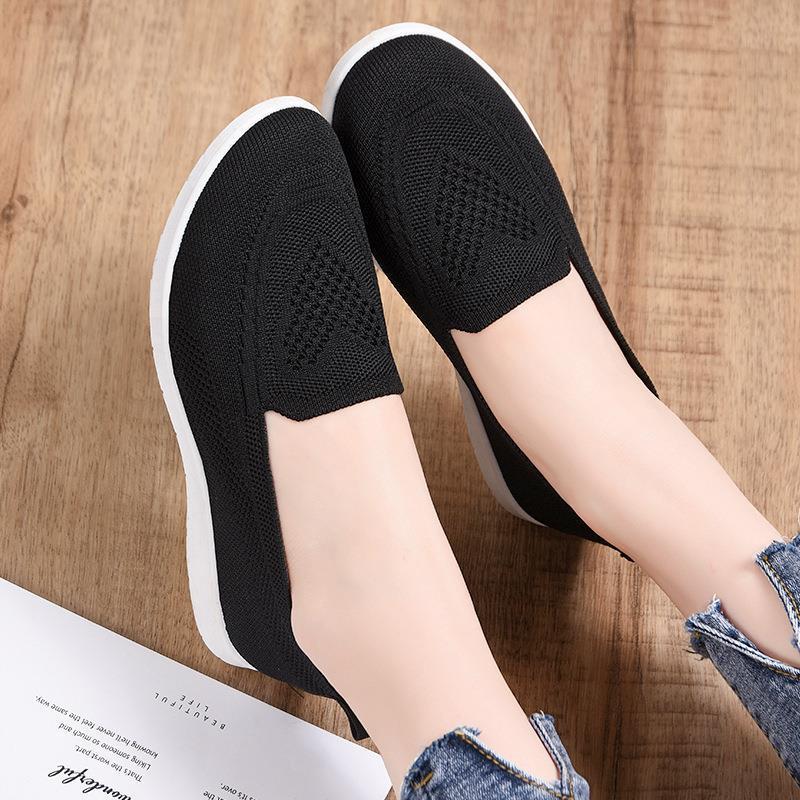 Shoes Women's New Women's Shoes Cloth Shoes Fly-woven Casual Breathable Flat-bottom Low-top Single Shoes Soft-soled Mother Shoes