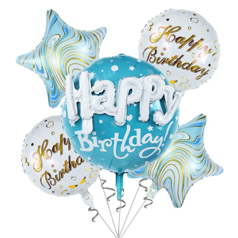 5Pcs/set Happy Birthday Party Balloon Round Heart Foil Helium Balloons Wedding Valentines Day Love You Decoration Supplies