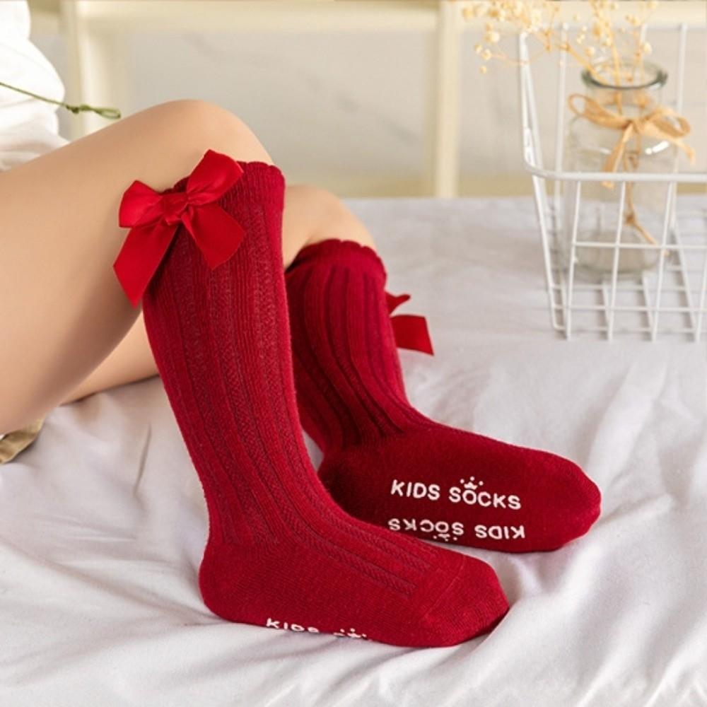 6 Pairs Soft Baby Knee Socks Breathable Big Bow Hosiery Fashion Kids Socks  Girls Wear