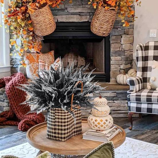 4 stk/sett kunstig bregne 7 gren UV-bestandig Hjemmekontor Bryllup Faux Grønt Plastplanter Innendørs Utendørs Hage Hage Hage Dekorasjon Fotorekvisitter