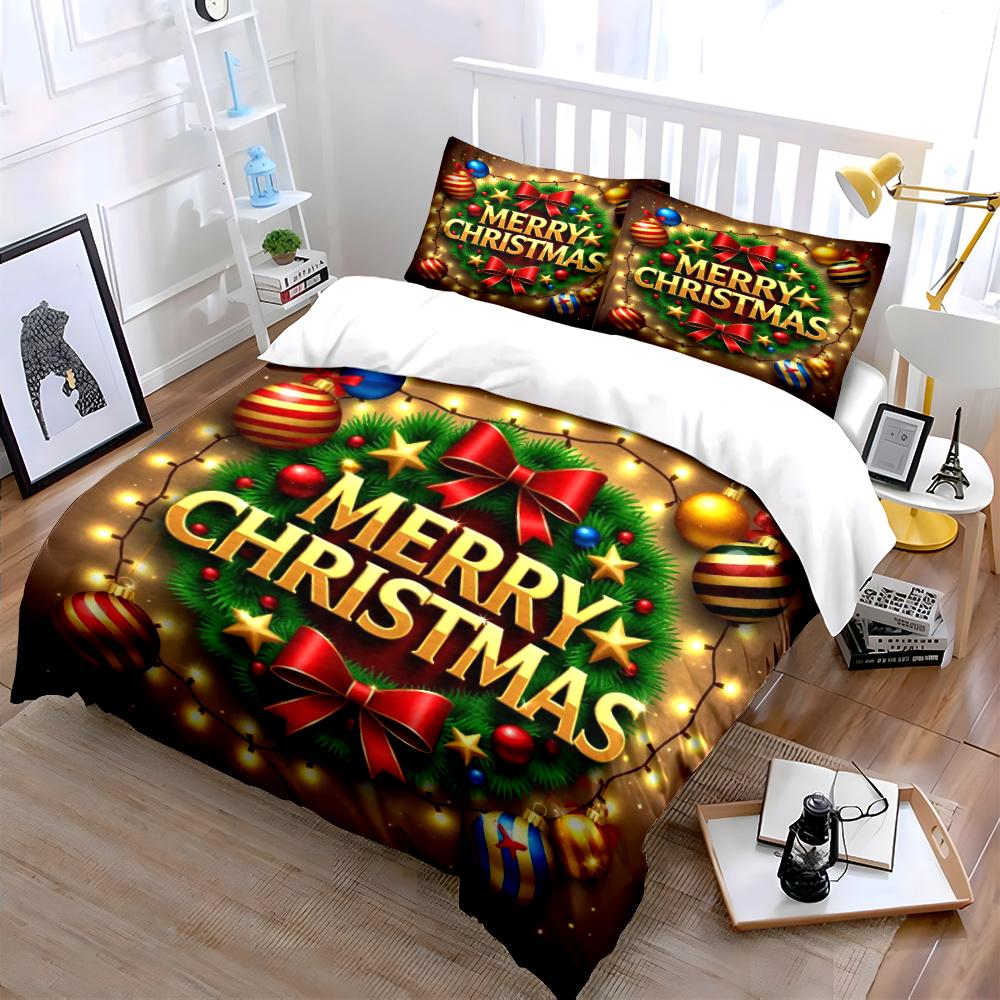 Merry Christmas Festive Bedding Set Bedding set (1 duvet cover, 2 pillowcases, duvet not included)