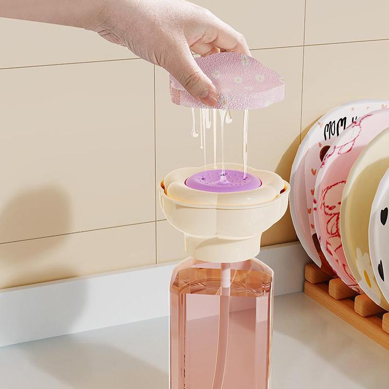 Dishwashing Liquid Dispenser Flower Press-Type Soap Dispenser For Kitchen Sink Outdoor Bathroom Kitchen Detergent Dispenser