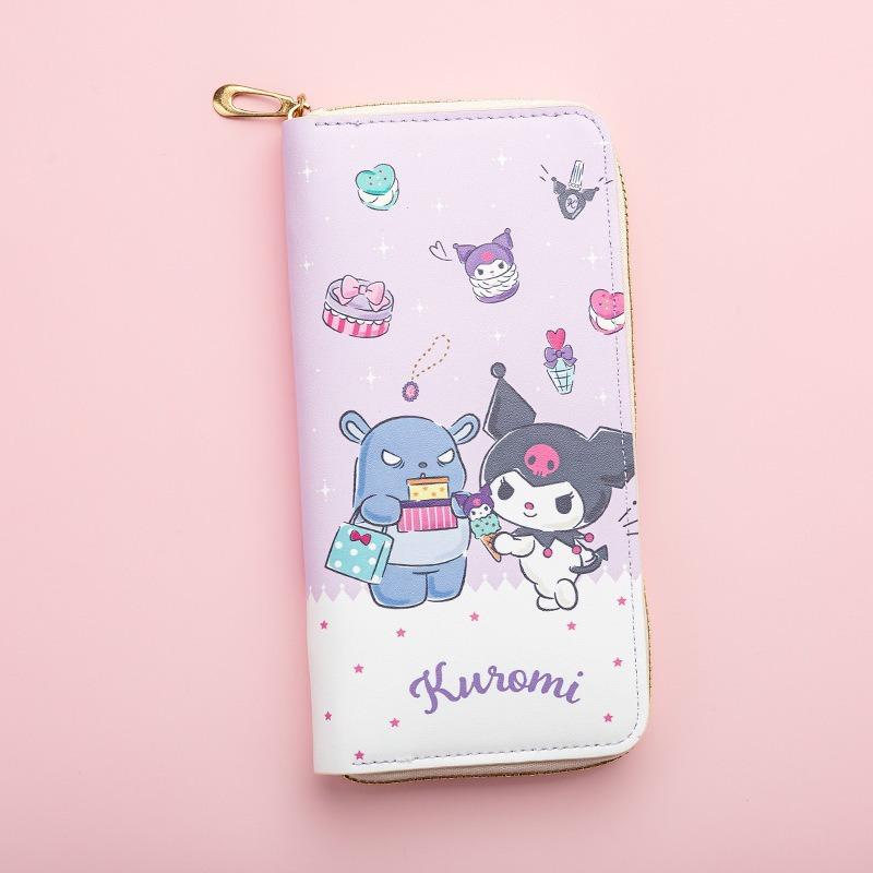 New Fashion Long Wallet Zipper Printing Student Cartoon Zero Card Bag Clutch Bag Waterproof Design Card