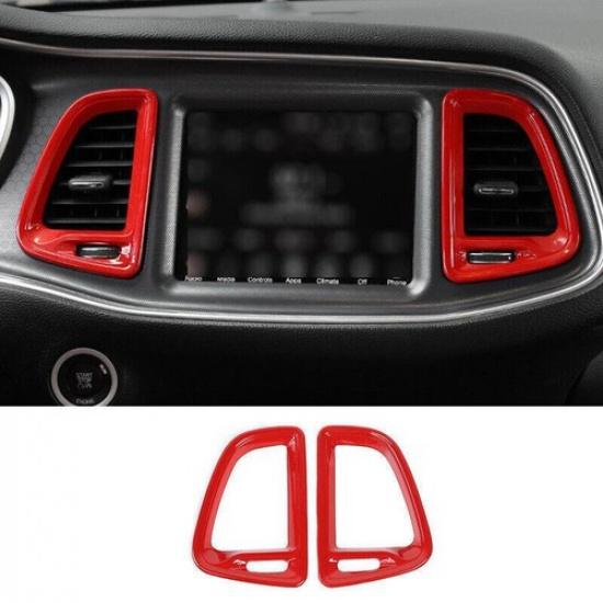 Fit For Dodge Challenger 2015- ABS Red Middle Console Air Outlet Vent Trim