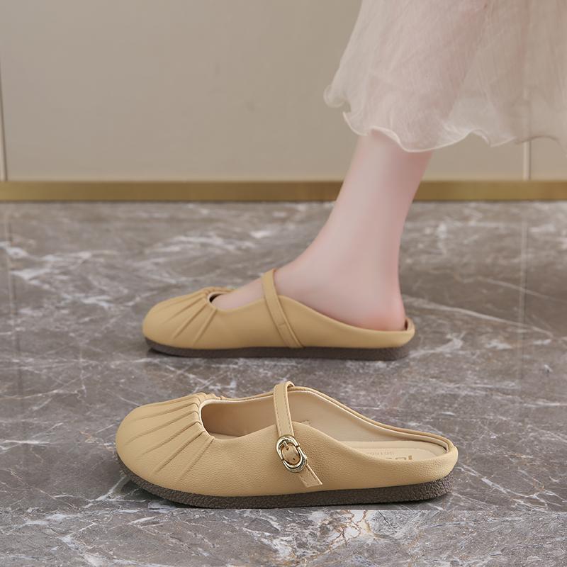 

Модные женские мюли слипоны с закрытым носком, женские тапочки без задника для дома, прогулочные лоферы, деловая повседневная плоская обувь 40