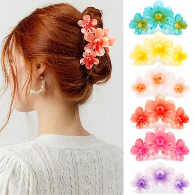 Grande Pince à Cheveux Fleur 4,3 pouces Femmes Filles Pince Crabe Cheveux Pince à Cheveux Hawaïenne pour Cheveux Fins Moyens
